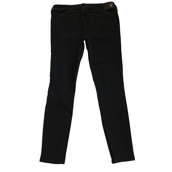 American Eagle Jeans Womens Sz 4 Reg Black Jeggings Stretch Ripped Grunge Gothic - Picture 2 of 12